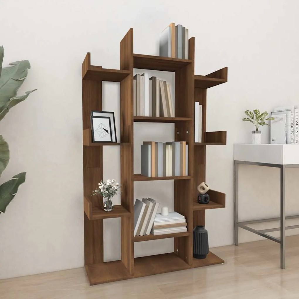 vidaXL Βιβλιοθήκη Καφέ Δρυς 86x25,5x140 εκ. από Επεξεργασμένο Ξύλο