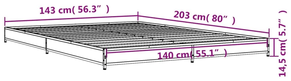 ΠΛΑΙΣΙΟ ΚΡΕΒΑΤΙΟΥ SONOMA ΔΡΥΣ 140X200 ΕΚ. ΕΠΕΞ. ΞΥΛΟ &amp; ΜΕΤΑΛΛΟ 845147