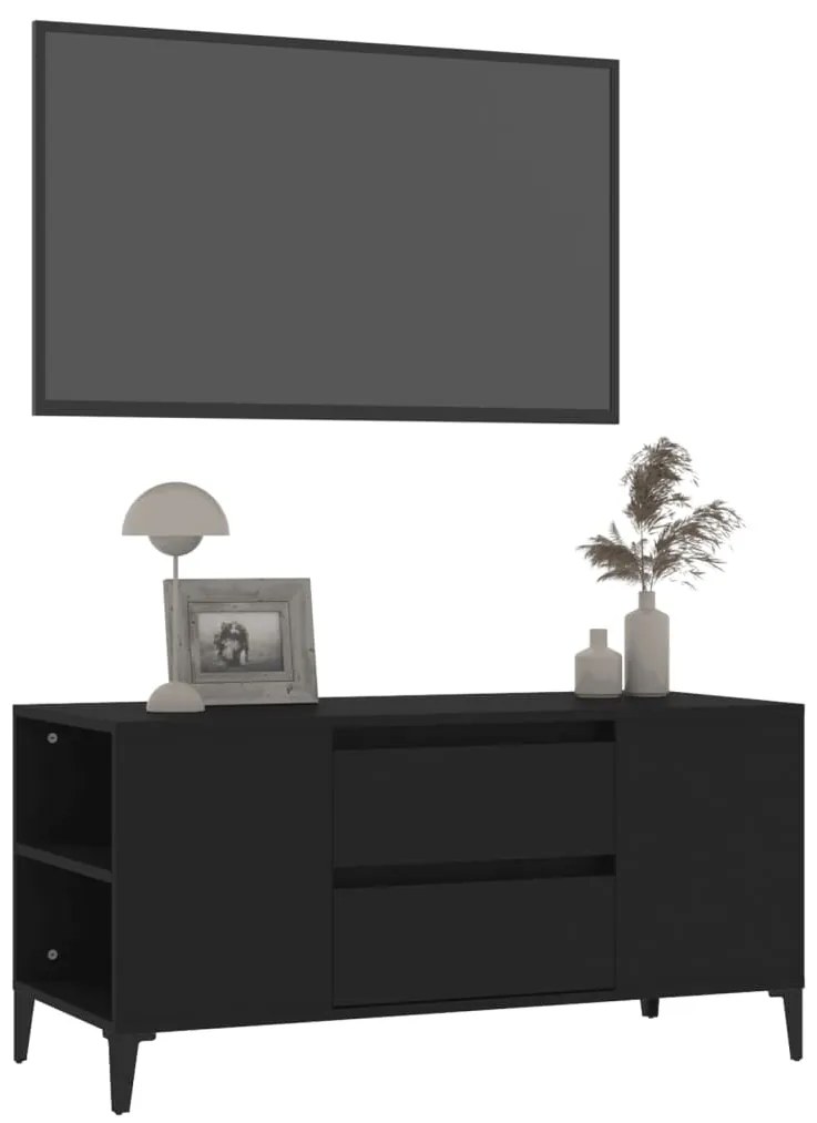 vidaXL Έπιπλο Τηλεόρασης Μαύρο 102x44,5x50 εκ. Επεξεργασμένο Ξύλο