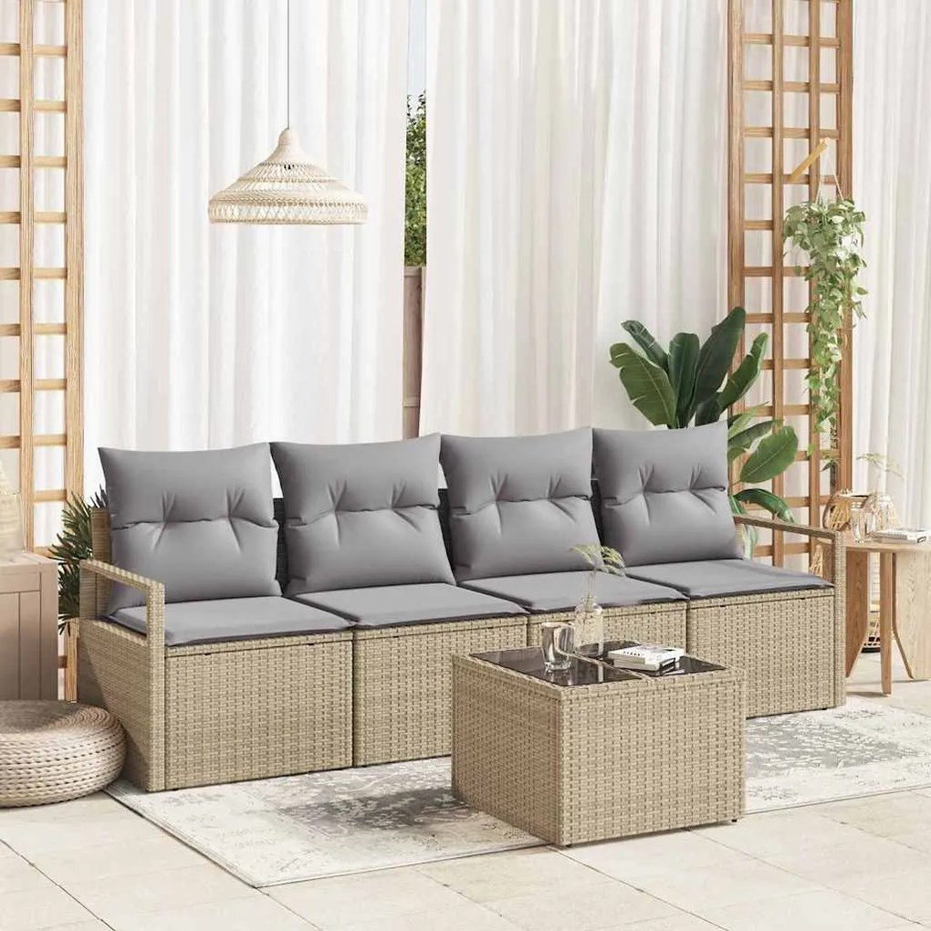 vidaXL Σετ Καναπέ Κήπου 5 pcs Μπεζ, Γκρι 55 x 55 x 37 εκ