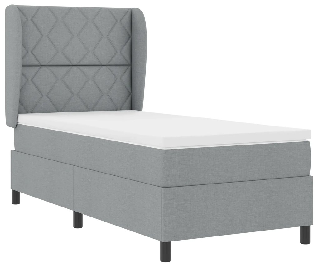vidaXL κρεβάτι Box Spring με στρώμα - Ανοιχτό γκρι, 100x200 εκ., Ύφασμα