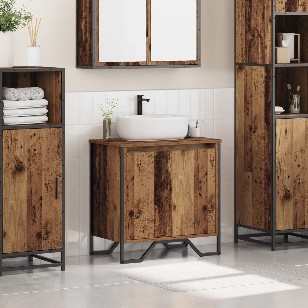 vidaXL ντουλάπι νιπτήρα  παλιό ξύλο 60x35x50 εκ. Κατασκευασμένο ξύλο