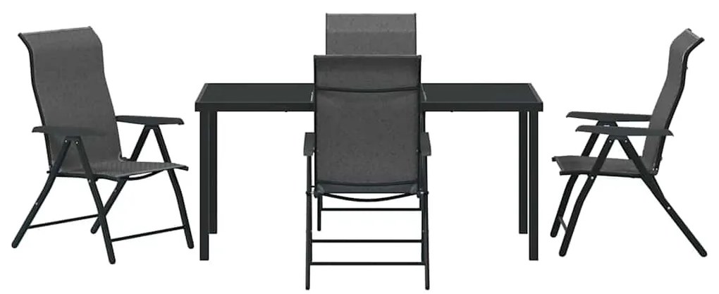 vidaXL Σέτ φαγητού για κήπο 5 pcs Γκρι Χάλυβας με επίστρωση πούδρας