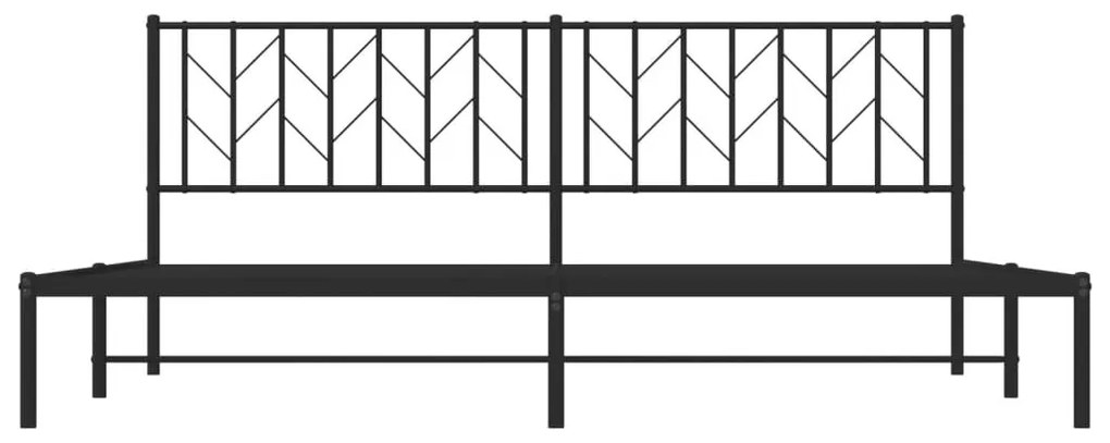 Πλαίσιο Κρεβατιού με Κεφαλάρι Μαύρο 200 x 200 εκ. Μεταλλικό - Μαύρο