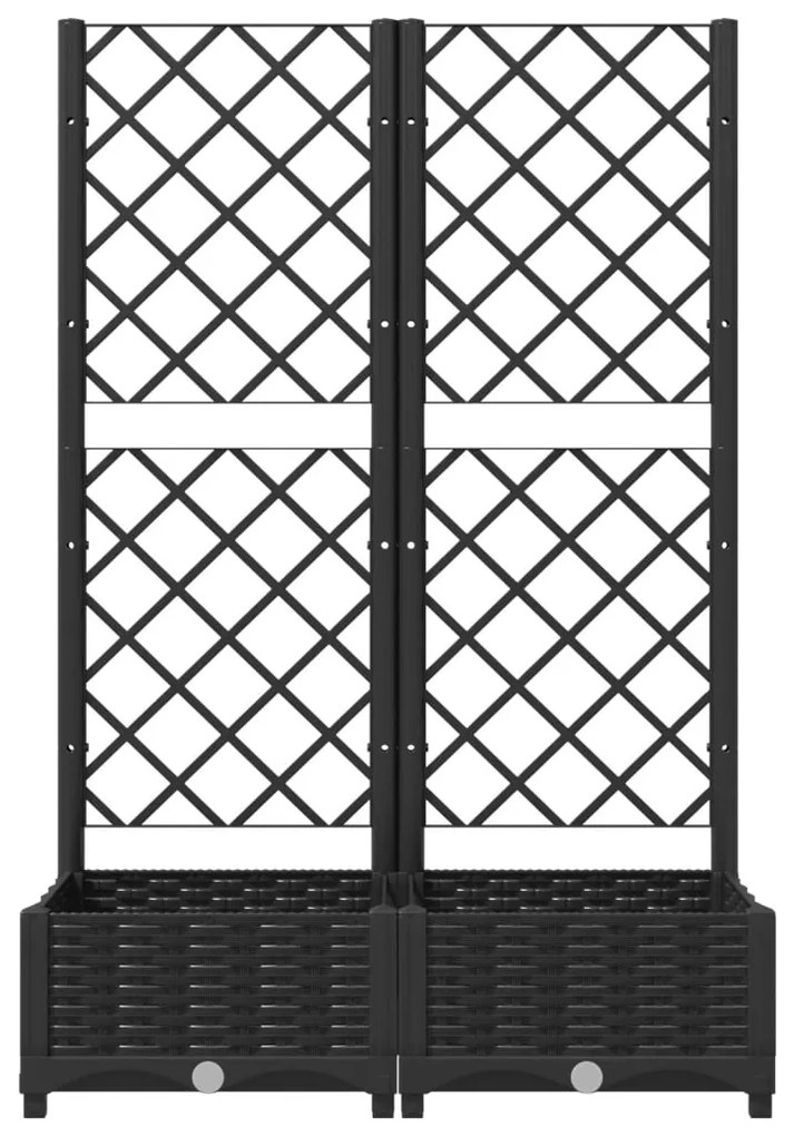 vidaXL Ζαρντινιέρα Κήπου με Καφασωτό Μαύρο 80 x 40 x 121,5 εκ. από PP