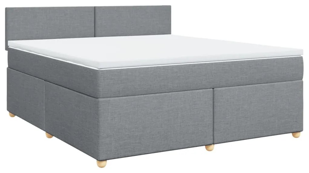 vidaXL Κρεβάτι Boxspring με Στρώμα Ανοιχτό Γκρι 180x200 εκ. Υφασμάτινο