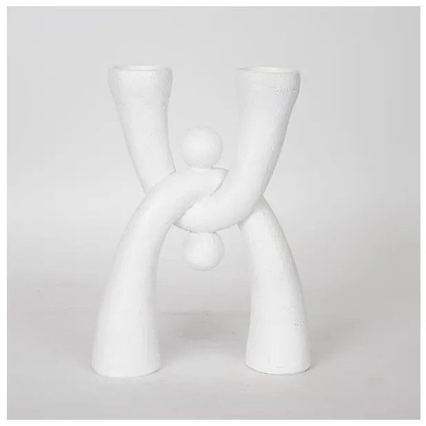 Κηροπήγιο Πολυρεζίν Λευκό 19x6.5x25.5cm 752-26015 Estheti-752-26015-Λευκό 752-26015