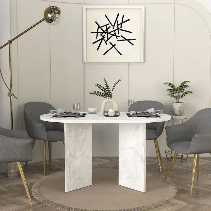 Τραπέζι Cortado Megapap χρώμα λευκό εφέ μαρμάρου 138x80x75εκ.