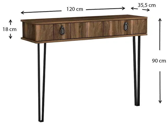 Κονσόλα μελαμίνης Ursula Megapap χρώμα καρυδί 120x35,5x90εκ.