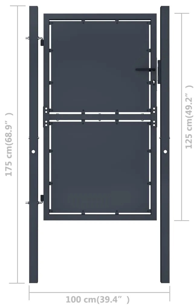 Πόρτα Περίφραξης Κήπου Ανθρακί 100 x 125 εκ. Ατσάλινη - Ανθρακί