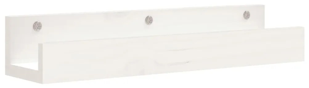 vidaXL Ράφια Τοίχου 2 τεμ. Λευκό 50x12x9 εκ. από Μασίφ Ξύλο Πεύκου
