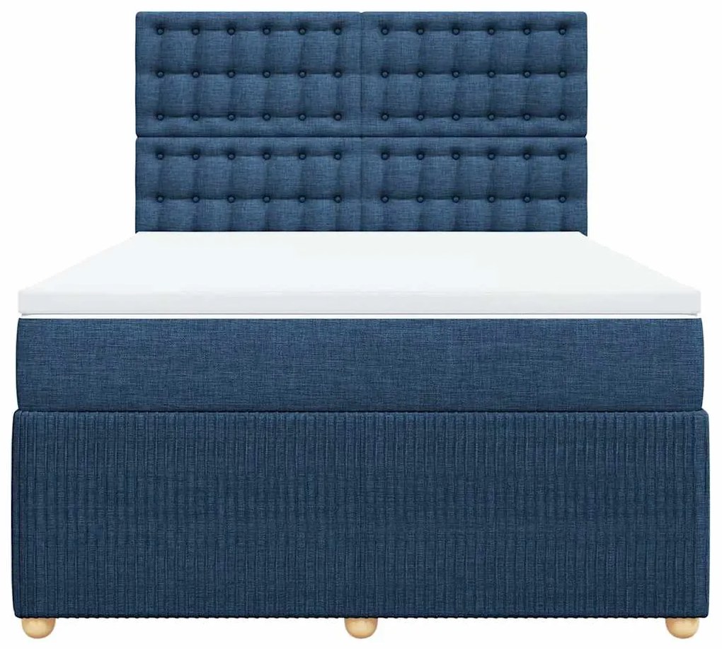 vidaXL Κρεβάτι Boxspring με Στρώμα Μπλε 160x200 εκ. Υφασμάτινο