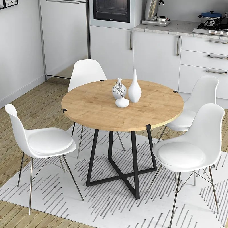 Τραπέζι Rubes Megapap χρώμα sonoma - ανθρακί 100x100x78εκ.