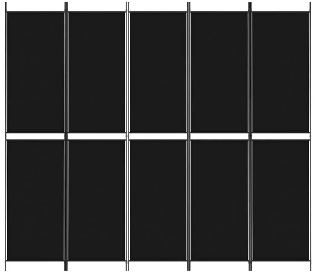 vidaXL Διαχωριστικό Δωματίου με 5 Πάνελ Μαύρο 250x220 εκ. από Ύφασμα