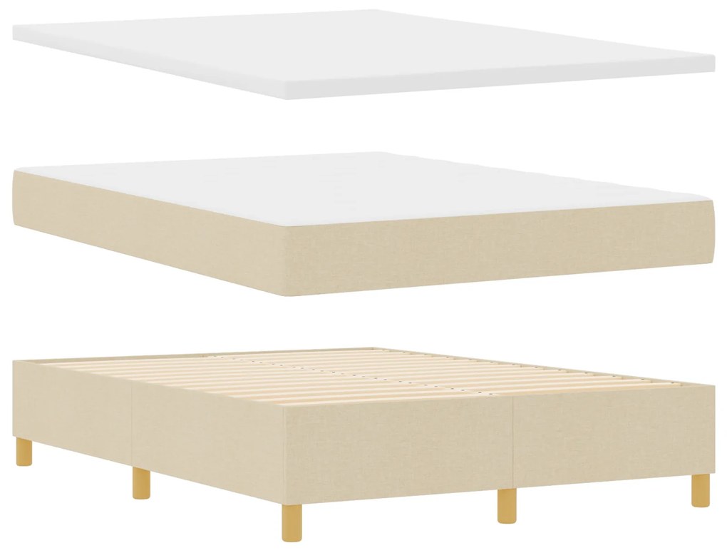 vidaXL Κρεβάτι με Ράουλο με Στρώμα & Πάγκο Κρεμ 140x200 εκ. Ύφασμα