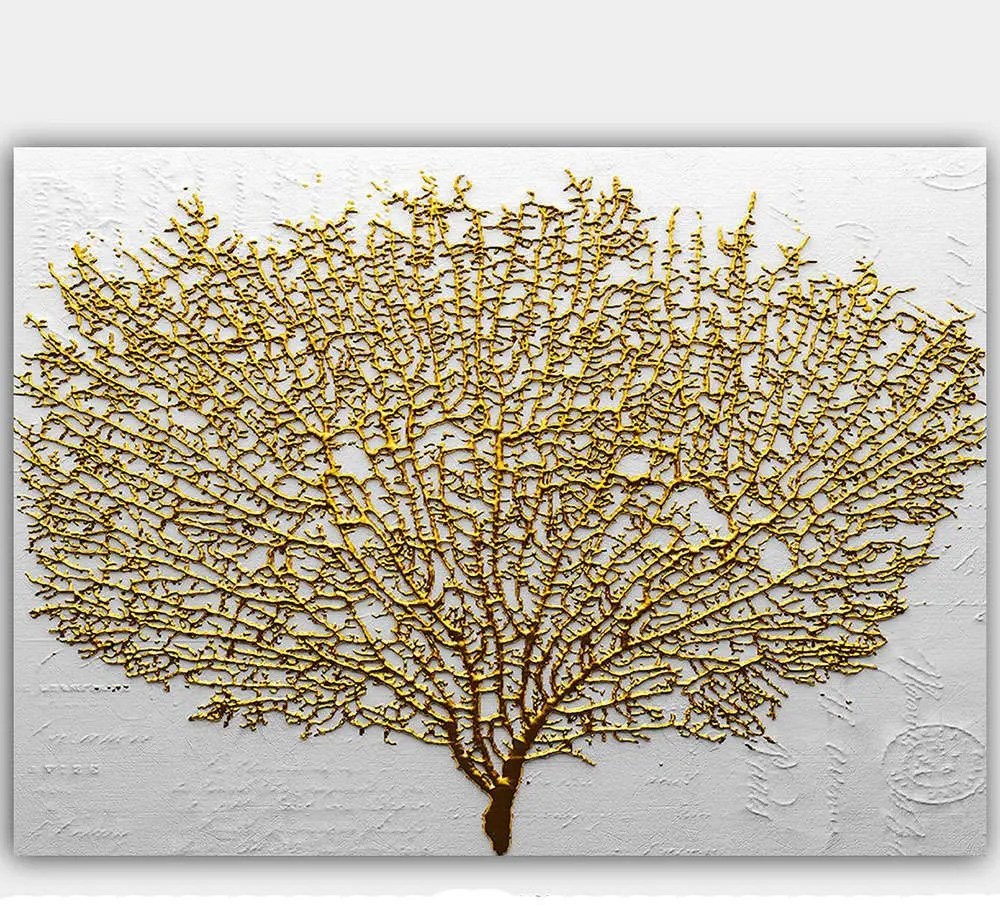 Πίνακας Καμβάς 441HPE2698 100x70cm White-Gold Wallity Οριζόντιοι Ξύλο, Καμβάς