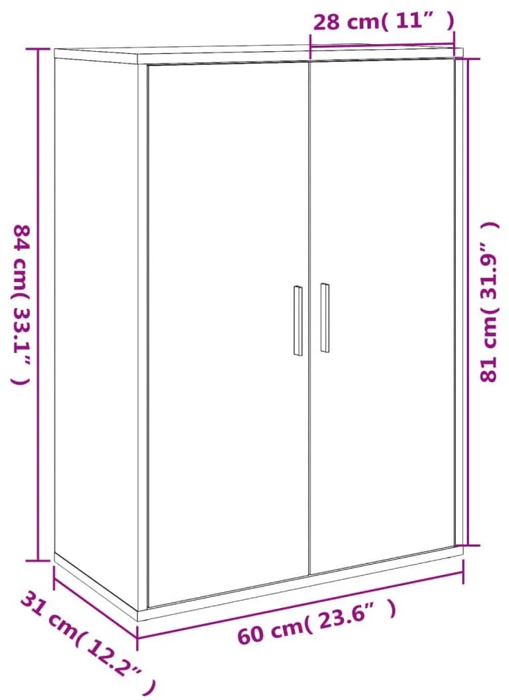 Βοηθητικά Ντουλάπια 2 τεμ. Καπνιστή Δρυς 60x31x84εκ. Επεξ. Ξύλο - Καφέ