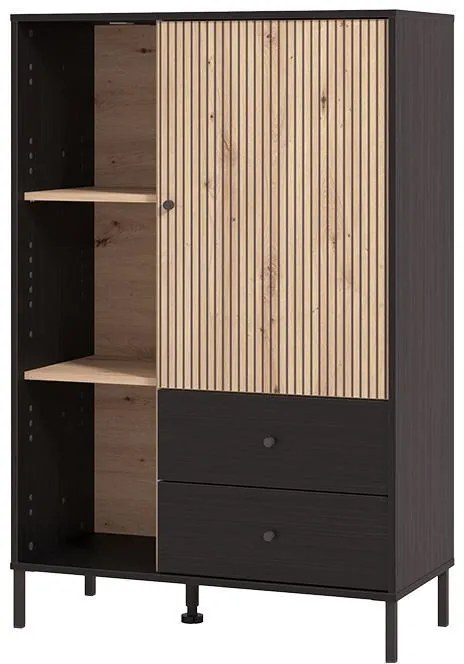 Βιτρίνα Correze 2K2F POP Μαύρος Δρύς - Artisan Oak 87x40x131 εκ. 87x40x131 εκ.