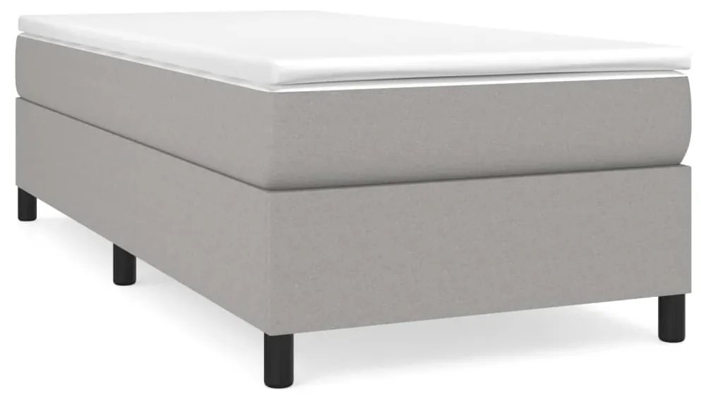 vidaXL Κρεβάτι Boxspring με Στρώμα Ανοιχτό Γκρι 90x200 εκ. Υφασμάτινο