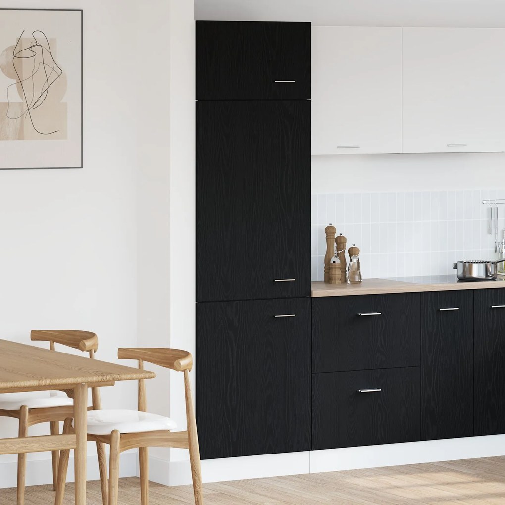 vidaXL Ντουλάπα Ψυγείου σε Μαύρη Δρυς - 60x57x207 εκ., Κατασκευασμένη από Επεξεργασμένο Ξύλο