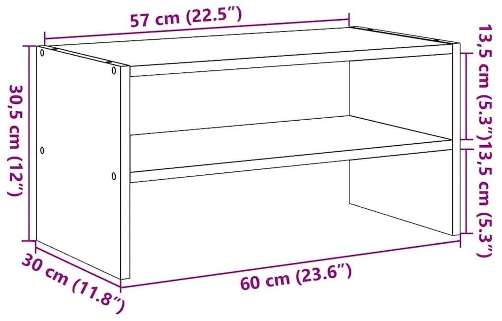 Ράφι παπουτσιών στοιβαζόμενο Sonoma Oak 60x30x30,5 cm - Καφέ