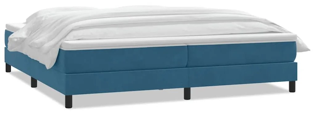 vidaXL Κρεβάτι Boxspring με Στρώμα Σκούρο Μπλε 200x220 εκ. Βελούδινο