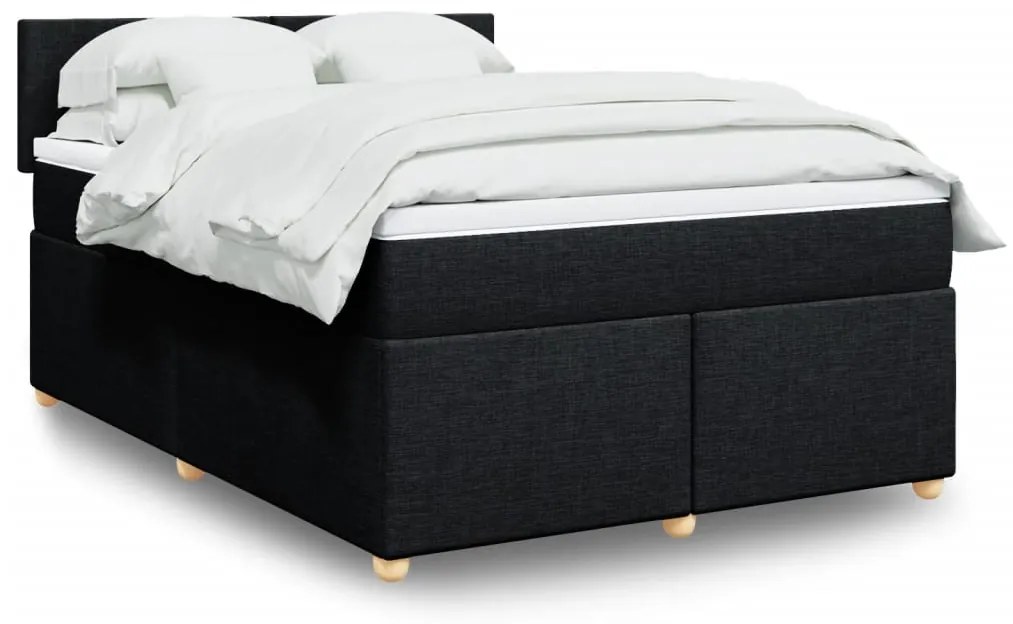 Κρεβάτι Boxspring με Στρώμα Μαύρο 140x200 εκ. Υφασμάτινο