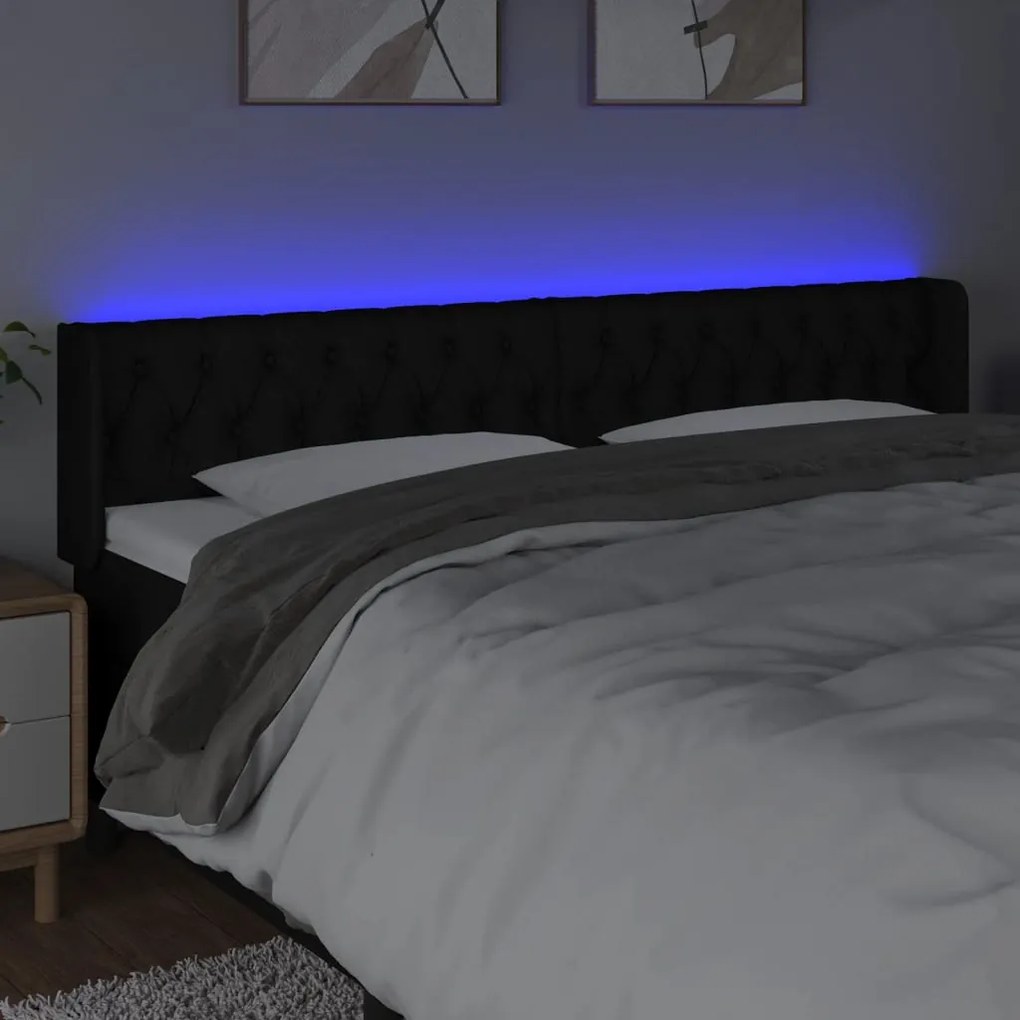 vidaXL Κεφαλάρι Κρεβατιού LED Μαύρο 203x16x78/88 εκ. Υφασμάτινο