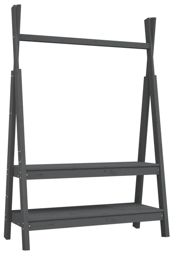 vidaXL Κρεμάστρα Ρούχων Γκρι 100x45,5x150 εκ. από Μασίφ Ξύλο Πεύκου