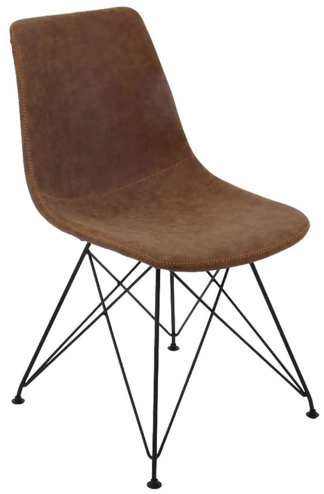 Καρέκλα Μεταλλική Μαύρη/Pu PANTON Vintage Brown 43x57x81cm (Σετ 4 ΤΕΜ)
