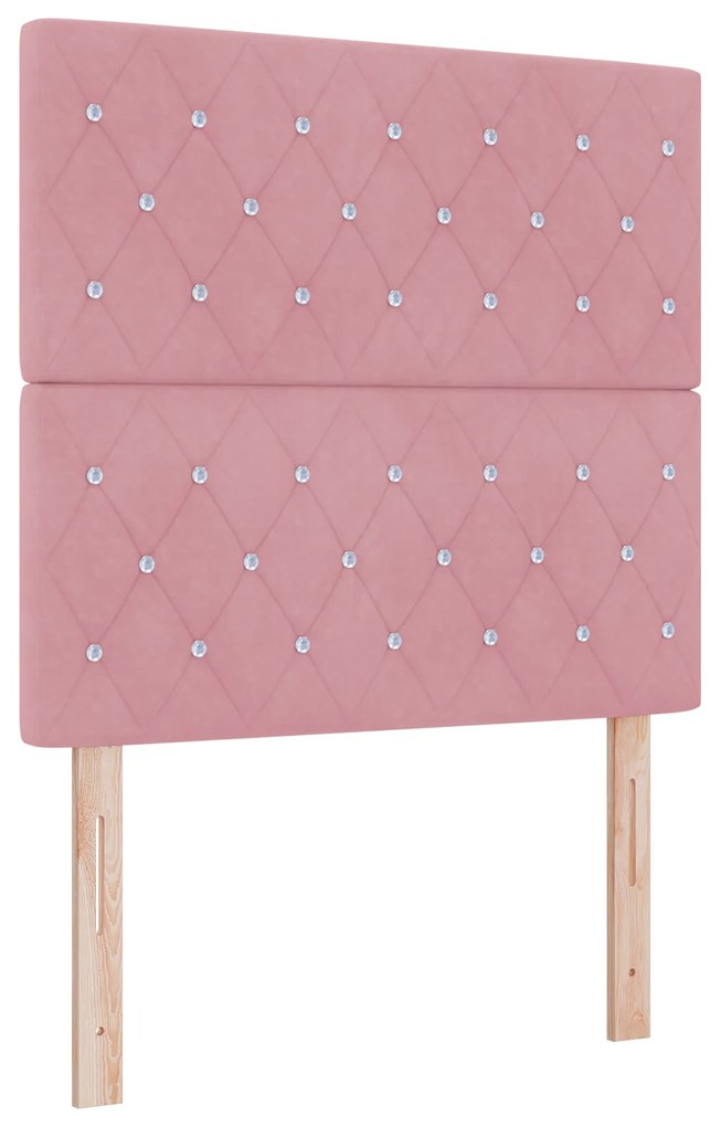 vidaXL Κρεβάτι Box Spring με Στρώμα Ροζ 90x200 εκ Βελούδο