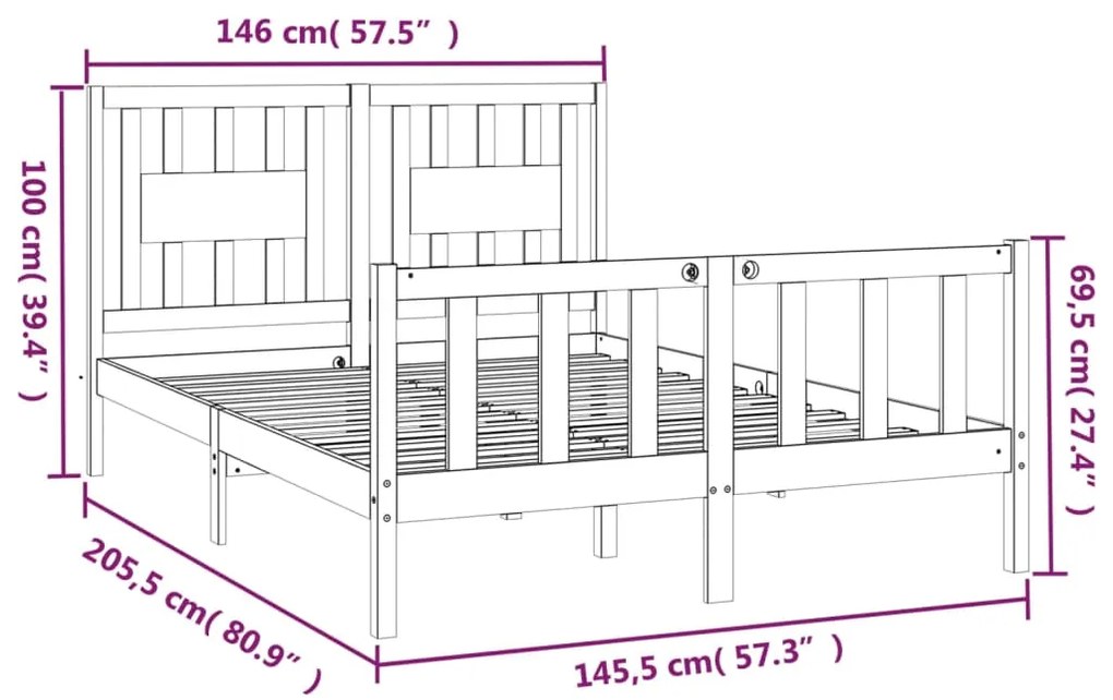 ΠΛΑΙΣΙΟ ΚΡΕΒΑΤΙΟΥ ΜΕ ΚΕΦΑΛΑΡΙ ΛΕΥΚΟ 140X200 ΕΚ. ΑΠΟ ΜΑΣΙΦ ΠΕΥΚΟ 3188167