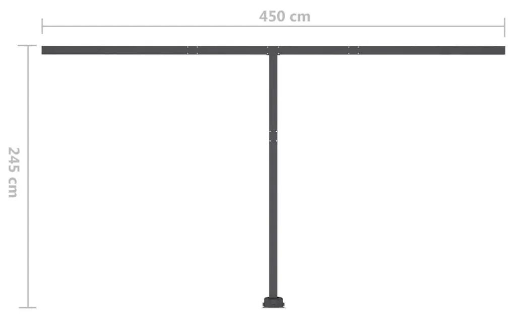 Τέντα Συρόμενη Χειροκίνητη με LED Πορτοκαλί/Καφέ 400 x 300 εκ. - Πολύχρωμο