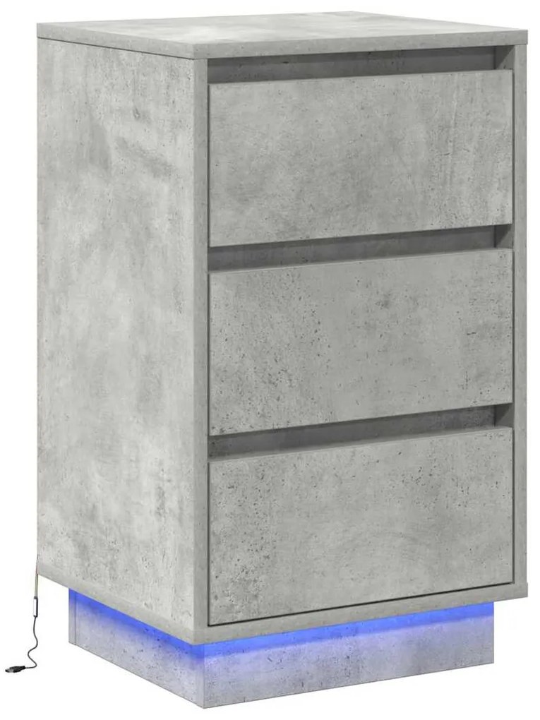 vidaXL Κομοδίνο Σκυρόδεμα Γκρι 39 x 34,5 x 65 εκ. Επεξεργασμένο ξύλο