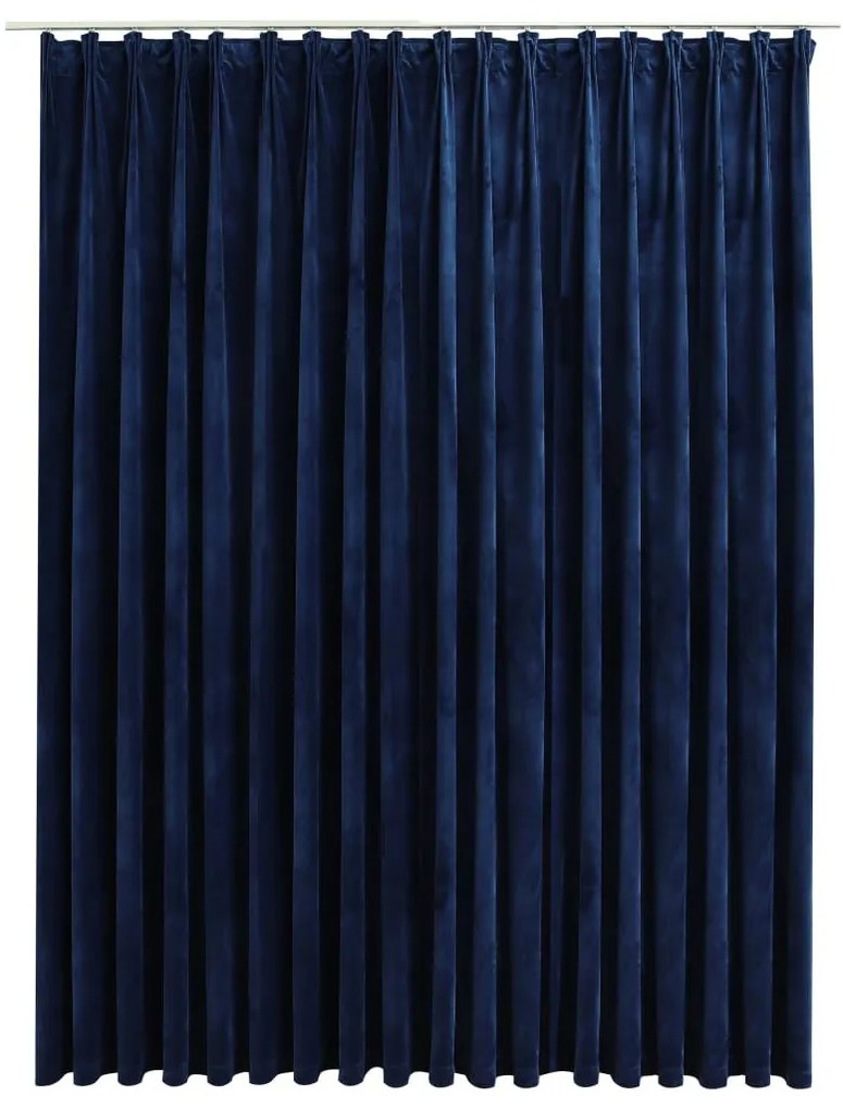 Κουρτίνα Συσκότισης με Γάντζους Σκούρο Μπλε 290x245 εκ. Βελούδο - Μπλε