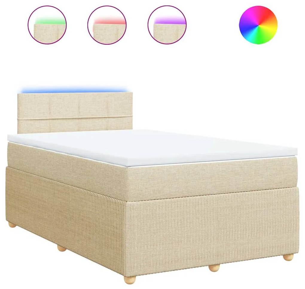 vidaXL Κρεβάτι Boxspring με Στρώμα Κρεμ 120x190 εκ. Υφασμάτινο