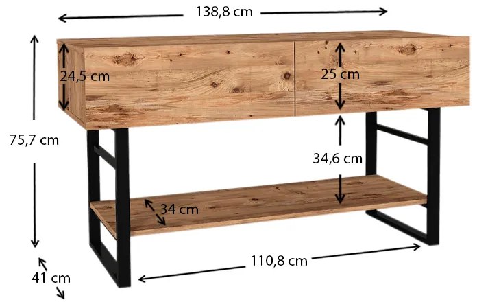 Κονσόλα μελαμίνης Aron Megapap χρώμα atlantic pine 138,8x41x75,7εκ. - GP042-0228,1 - GP042-0228,1