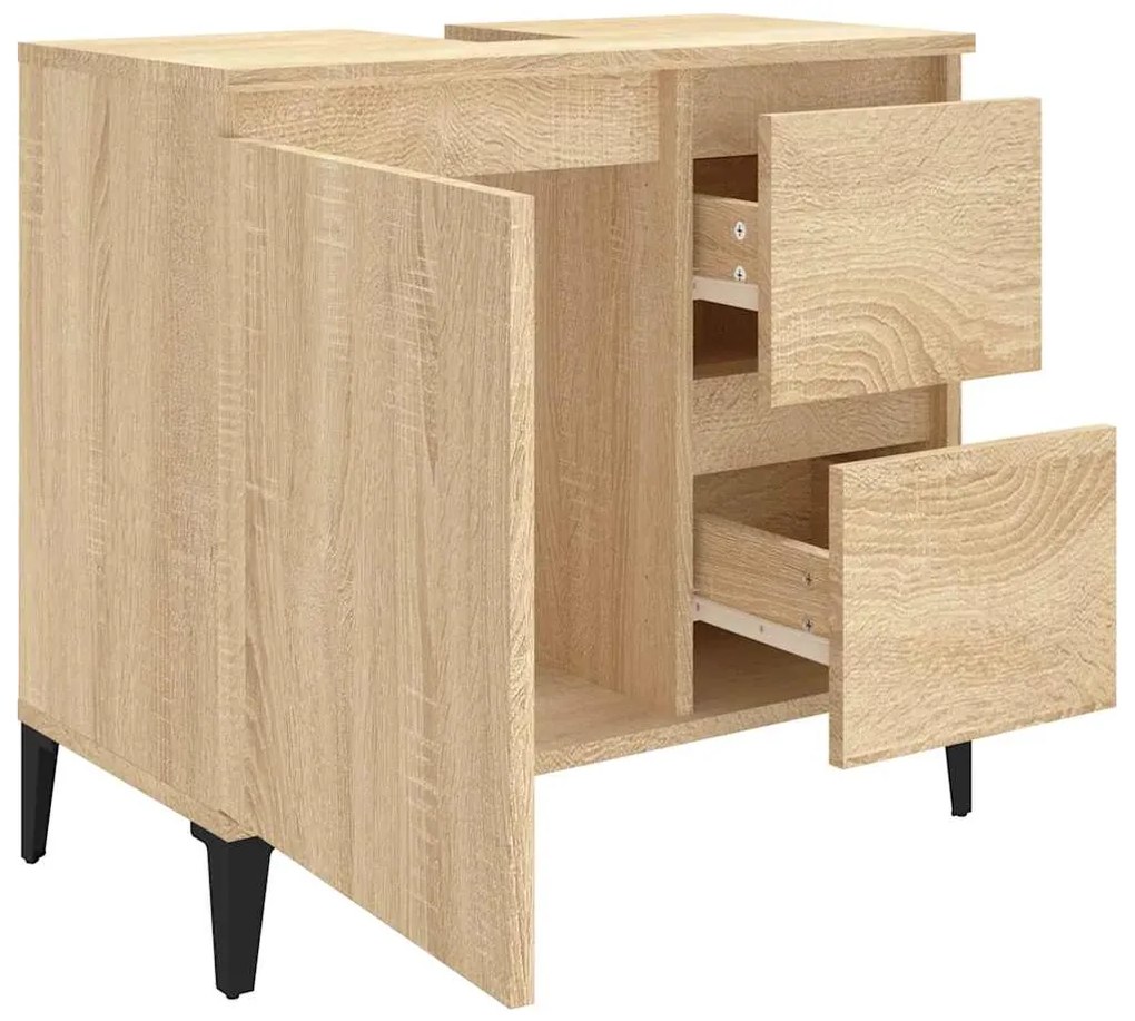 vidaXL Ντουλάπι Μπάνιου Sonoma Δρυς 65x33x60 εκ. Επεξεργασμένο Ξύλο