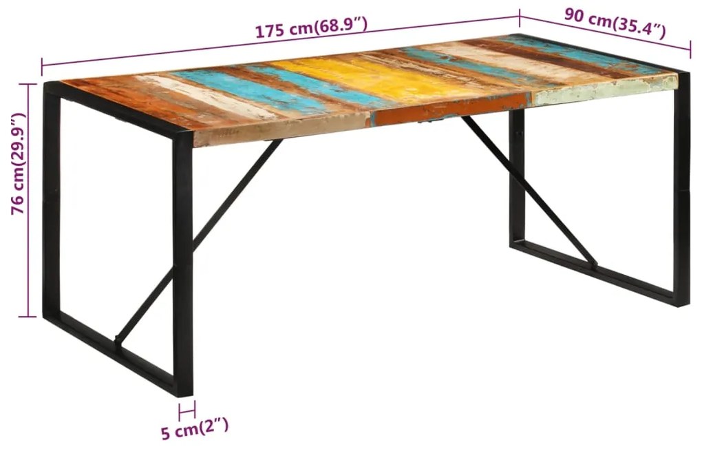 vidaXL Τραπεζαρία 175 x 90 x 76 εκ. από Μασίφ Ανακυκλωμένο Ξύλο