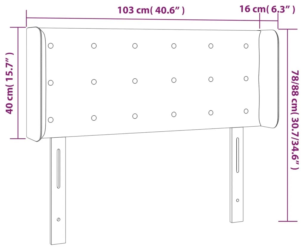 vidaXL Κεφαλάρι Κρεβατιού LED Ανοιχτό Γκρι 103x16x78/88 εκ. Βελούδινο