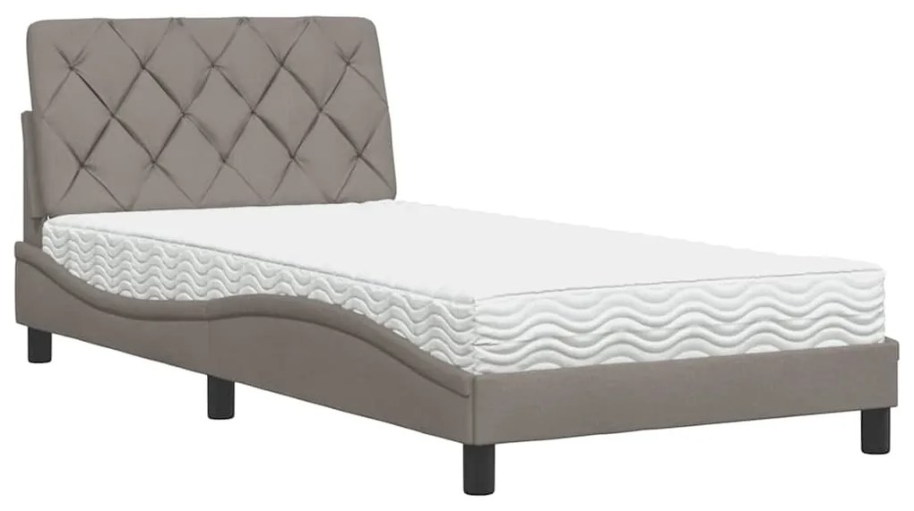 vidaXL Κρεβάτι με Στρώμα Taupe 100 x 200 εκ. Υφασμάτινο