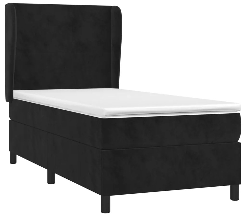 vidaXL Κρεβάτι Boxspring με Στρώμα Μαύρο 100x200 εκ. Βελούδινο