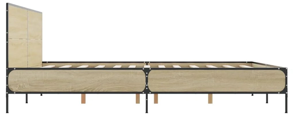 vidaXL Πλαίσιο Κρεβατιού Sonoma Δρυς 140x200 εκ. Επεξ. Ξύλο &amp; Μέταλλο