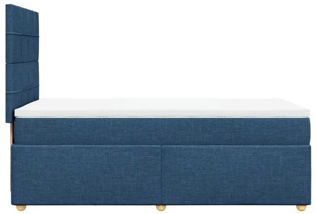 vidaXL Κρεβάτι Boxspring με Στρώμα Μπλε 100 x 200 εκ. Υφασμάτινο