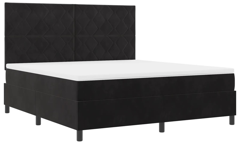 vidaXL Κρεβάτι Box Spring με Στρώμα & LED Μαύρο 180x200 cm Βελούδο