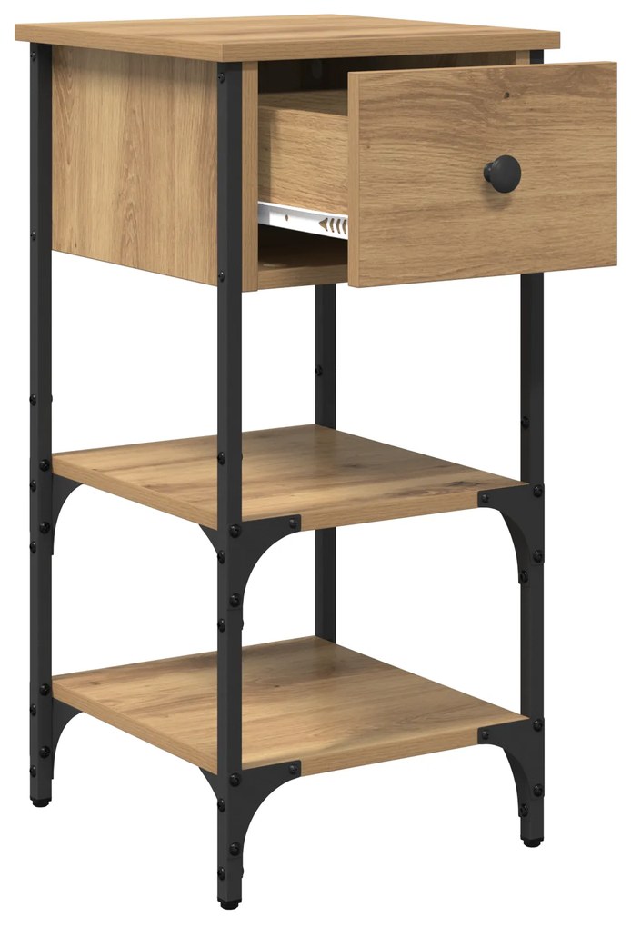 vidaXL Κομοδίνα 2 τεμαχίων Χειροποίητο Δρυς 34x36x70 εκ. Επεξεργασμένο Ξύλο