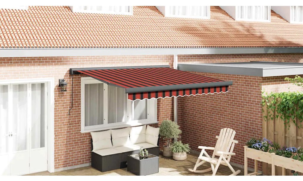 vidaXL Τέντα Πτυσσόμενη Πορτοκαλί / Καφέ 3 x 2,5 μ. Ύφασμα & Αλουμίνιο