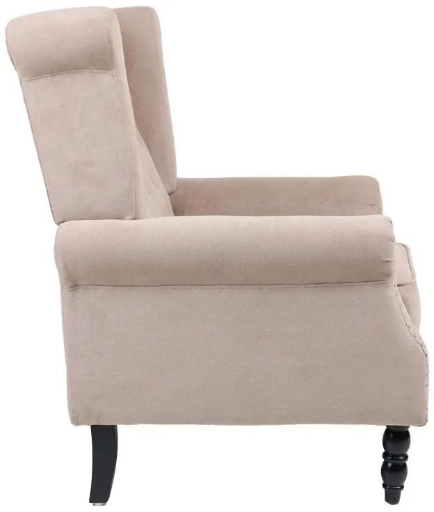 Πολυθρόνα Piore μπεζ ύφασμα και πόδι rubberwood σε μαύρη απόχρωση 77x80x106εκ 77x80x106 εκ.