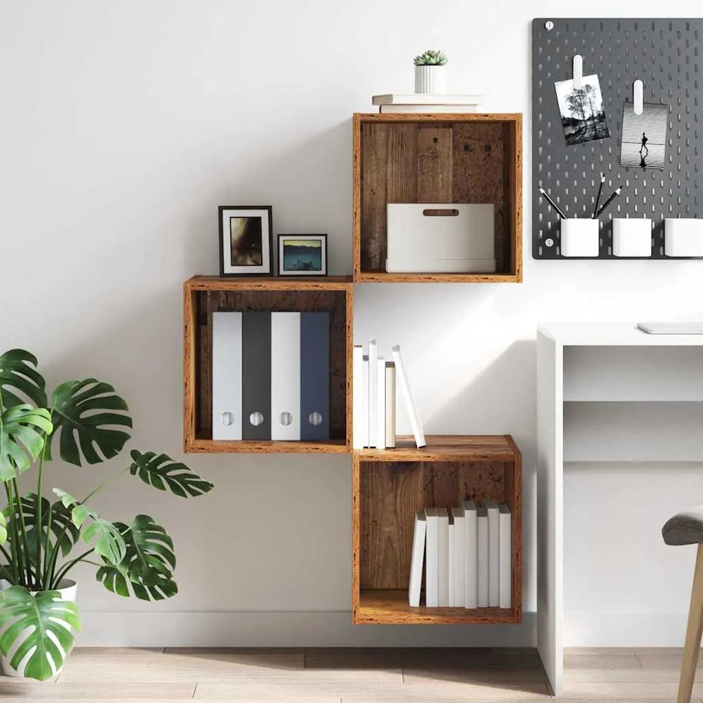 vidaXL Ντουλάπα Τοίχου Παλαιό ξύλο 37 x 37 x 37 εκ Επεξεργασμένο ξύλο