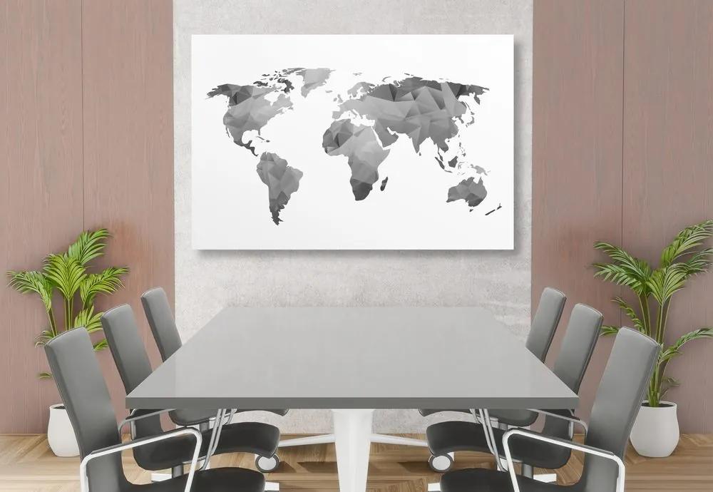 Εικόνα σε πολυγωνικό παγκόσμιο χάρτη από φελλό σε ασπρόμαυρο σχέδιο - 120x80  peg